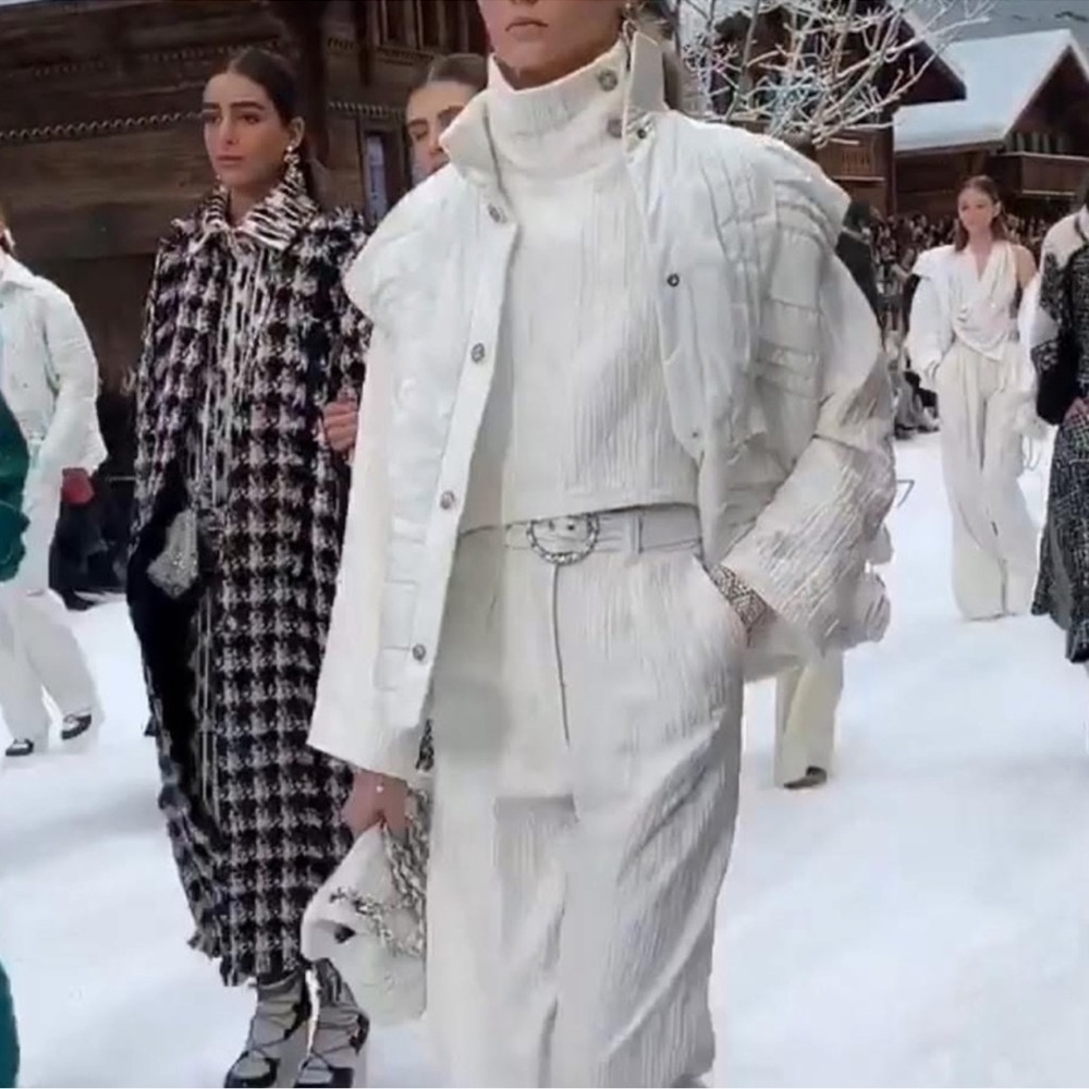 Chanel iridescent white puffer winter vest